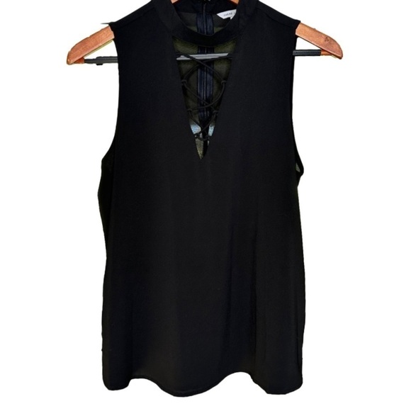 Naked Zebra Size M Black Sleeveless V-Neck Lace Up Front Back Zipper - Picture 1 of 5